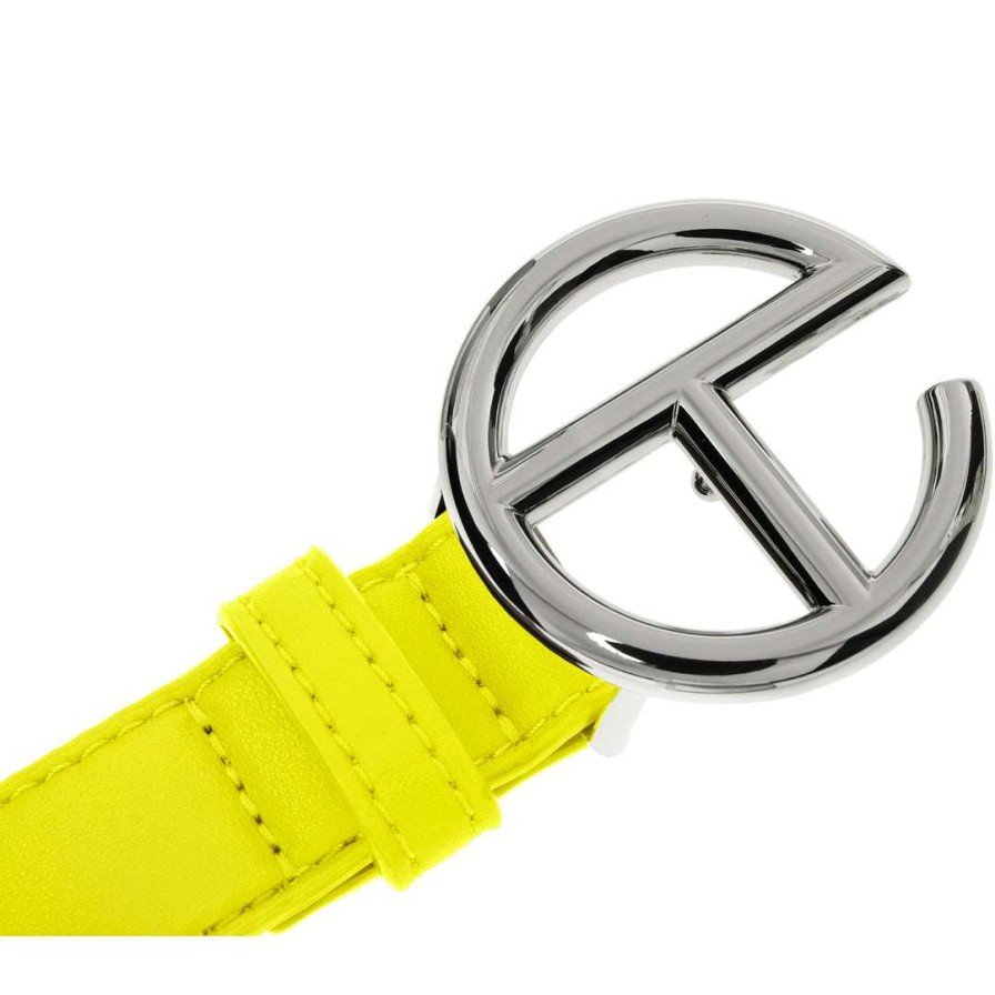 Accessories * | Outlet Telfar Logo Belt Silver/Highlighter Yellow