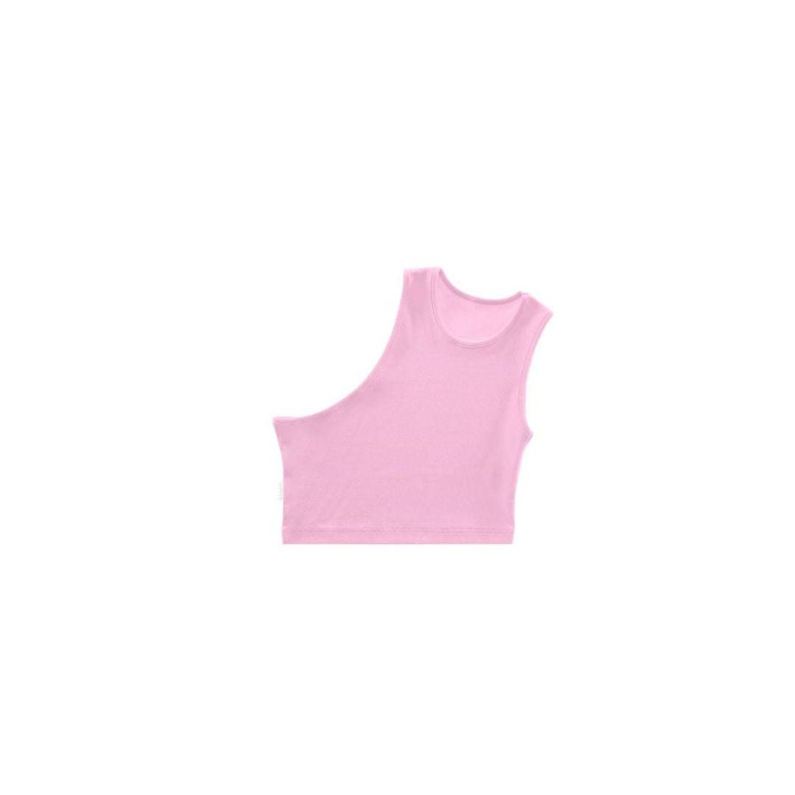 Apparel * | Deals Telfar Rib Knits Cropped Half Tank Bubblegum