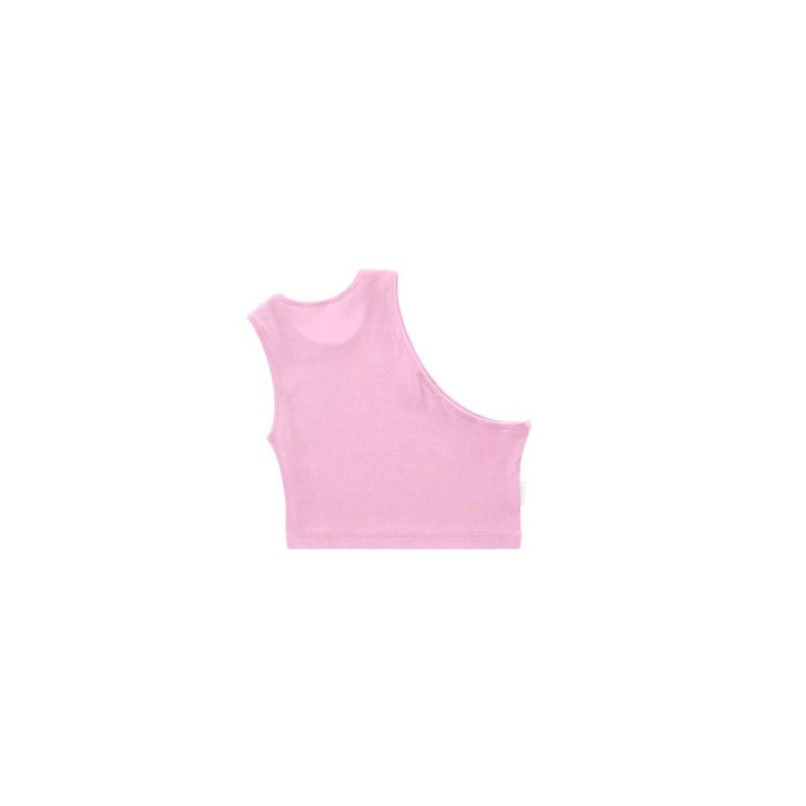 Apparel * | Deals Telfar Rib Knits Cropped Half Tank Bubblegum