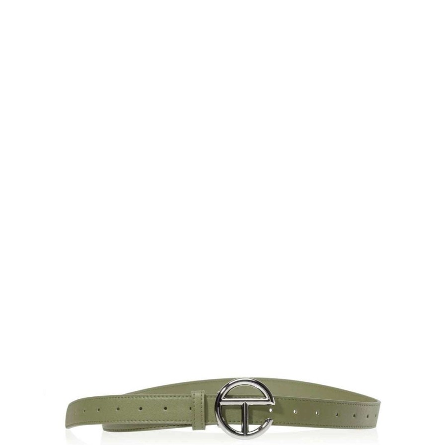 Accessories * | Top 10 Telfar Hats + Belts Logo Belt Silver/Drab