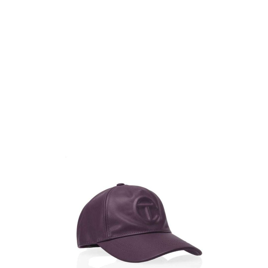 Accessories * | Deals Telfar Hats + Belts Logo Embossed Hat Eggplant