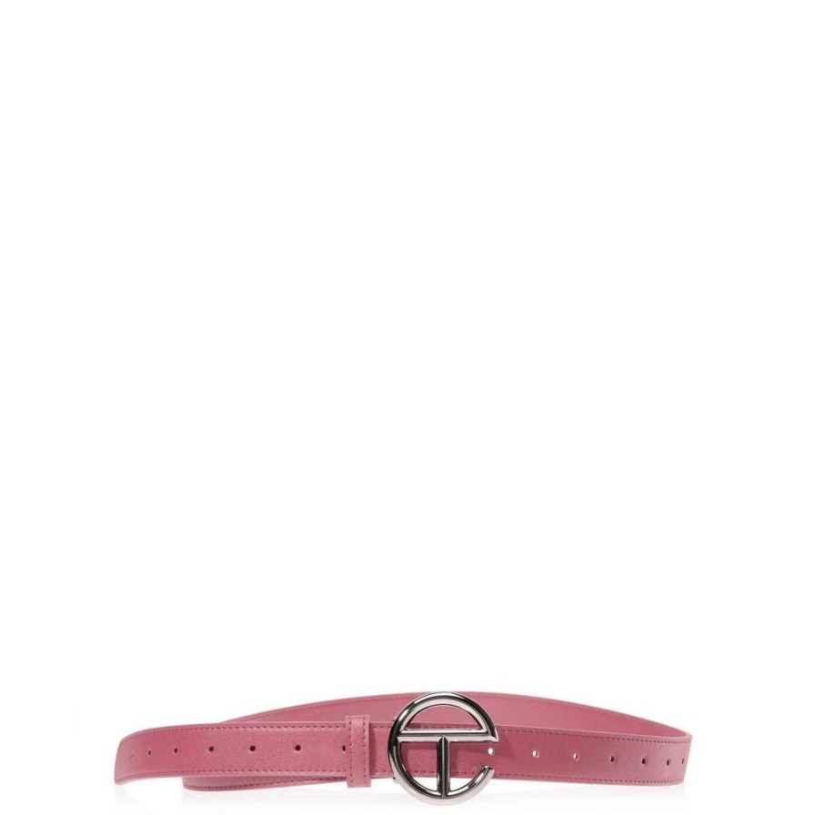 Accessories * | Top 10 Telfar Logo Belt Silver/Corned Beef