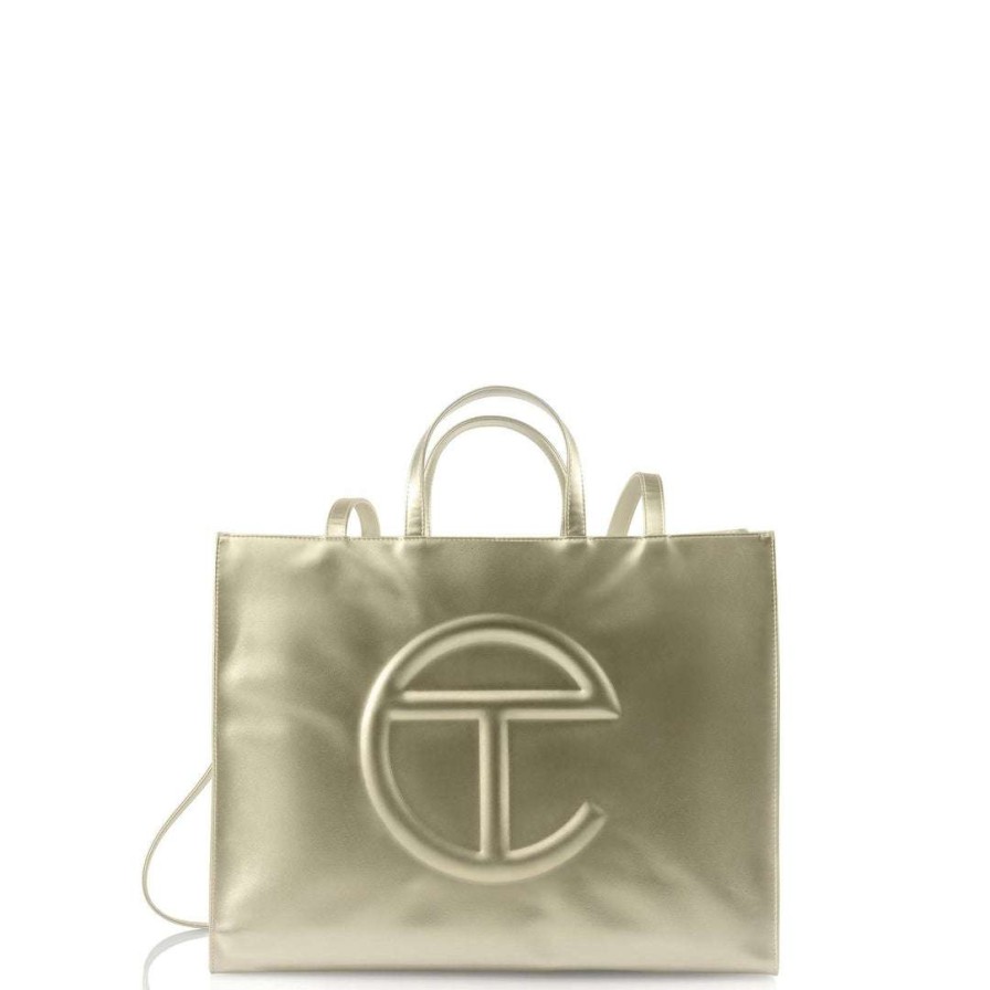 Bags * | Best Pirce Telfar Large Gold Shopping Bag