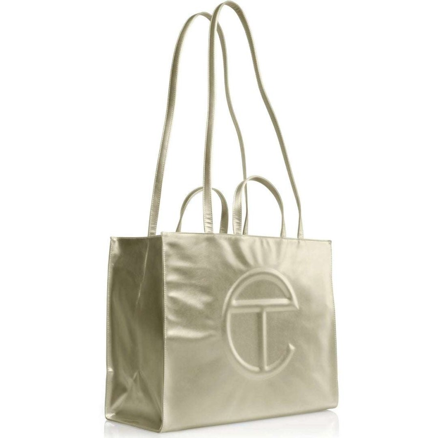 Bags * | Best Pirce Telfar Large Gold Shopping Bag