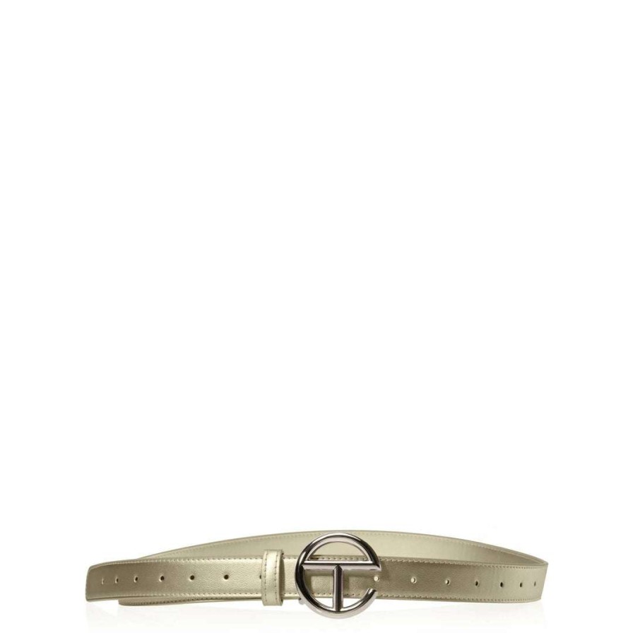 Accessories * | Outlet Telfar Logo Belt Silver/Gold Hats + Belts