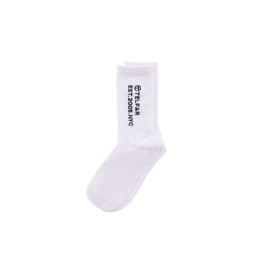 Accessories * | Discount Telfar Est. 2005 Logo Socks White