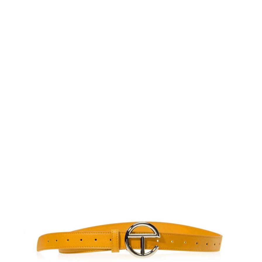 Accessories * | Flash Sale Telfar Hats + Belts Logo Belt Silver/Mustard