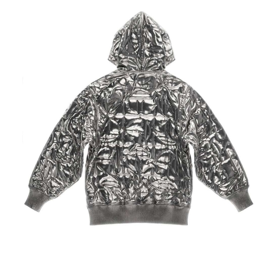 Apparel * | New Moose Knuckles X Telfar Quilted Hoodie Silver